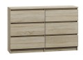 Komoda 120cm szafka 6 szuflad malwa M6 DĄB SONOMA
