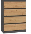 Komoda Malwa M4 70 x 40 x 97cm antracyt/dąb artisan