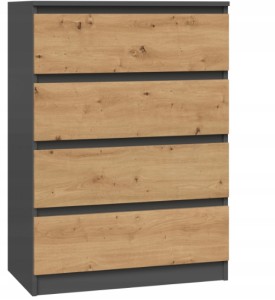 Komoda Malwa M4 70 x 40 x 97cm antracyt/dąb artisan