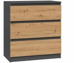 Komoda MALWA 70 x 40 x 77cm antracyt/dąb artisan