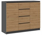 Komoda 2D4S 120 x 40 x 97cm antracyt/dąb artisan