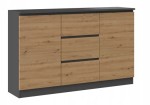 Komoda 2D3S 120 x 40 x 75cm antracyt/dąb artisan