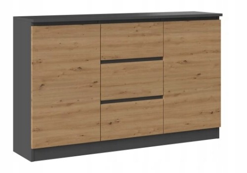 Komoda 2D3S 120 x 40 x 75cm antracyt/dąb artisan