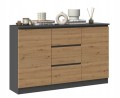Komoda 2D3S 120 x 40 x 75cm antracyt/dąb artisan