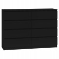 Komoda Malwa 8 szuflad 140 138 x 40 x 97cm czarny