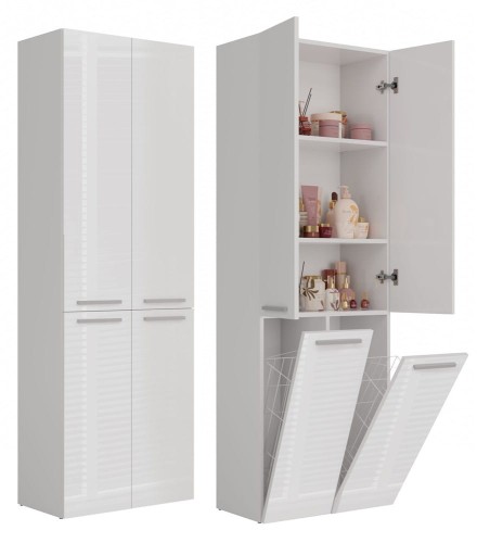SZAFKA ŁAZIENKOWA NEL DD 2K 60CM - BIEL POŁYSK