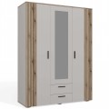 SZAFA AVA 150 CM LUSTRO 2 SZUFLADY RYFLOWANY FRONT DĄB EVOKE KASZMIR BEŻ