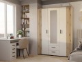 SZAFA AVA 150 CM LUSTRO 2 SZUFLADY RYFLOWANY FRONT DĄB EVOKE KASZMIR BEŻ