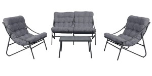 Zestaw Mebli Ogrodowych VIBE 4 Częściowy Fotele Sofa Stolik SZARY