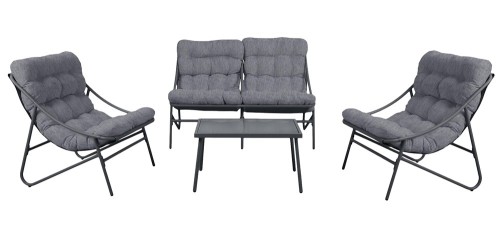 Zestaw Mebli Ogrodowych VIBE 4 Częściowy Fotele Sofa Stolik SZARY