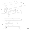 Stolik Kawowy OLYMPO 1P BIAŁY DĄB ARTISAN Ława do Salonu 90x49x48 Cm (id: 701)